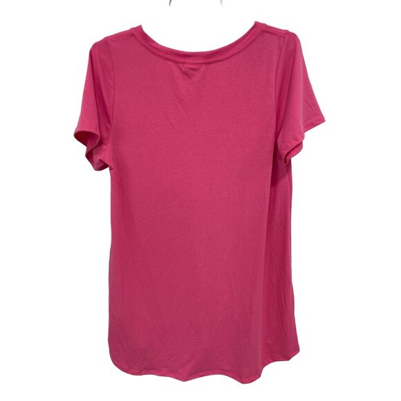 Lularoe V Neck Short Sleeve T Short Womens Small Pink Polyester Blend Casual Tee - Picture 2 of 7